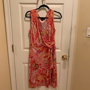 Chaps Bright Orange/Pink/Green Paisley Dress XL